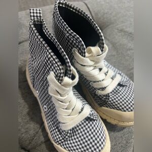 Kids Black and White Checkered Sneakers